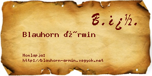Blauhorn Ármin névjegykártya